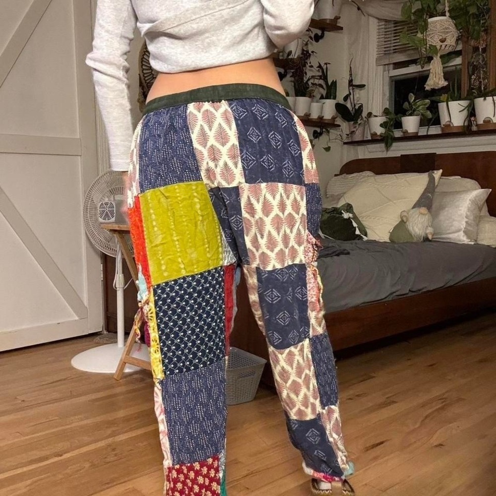Boho Patchwork Tapered Lounge Pants Multi Pattern… - image 5